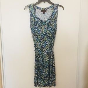 fun patterned dress (blue / green / white)